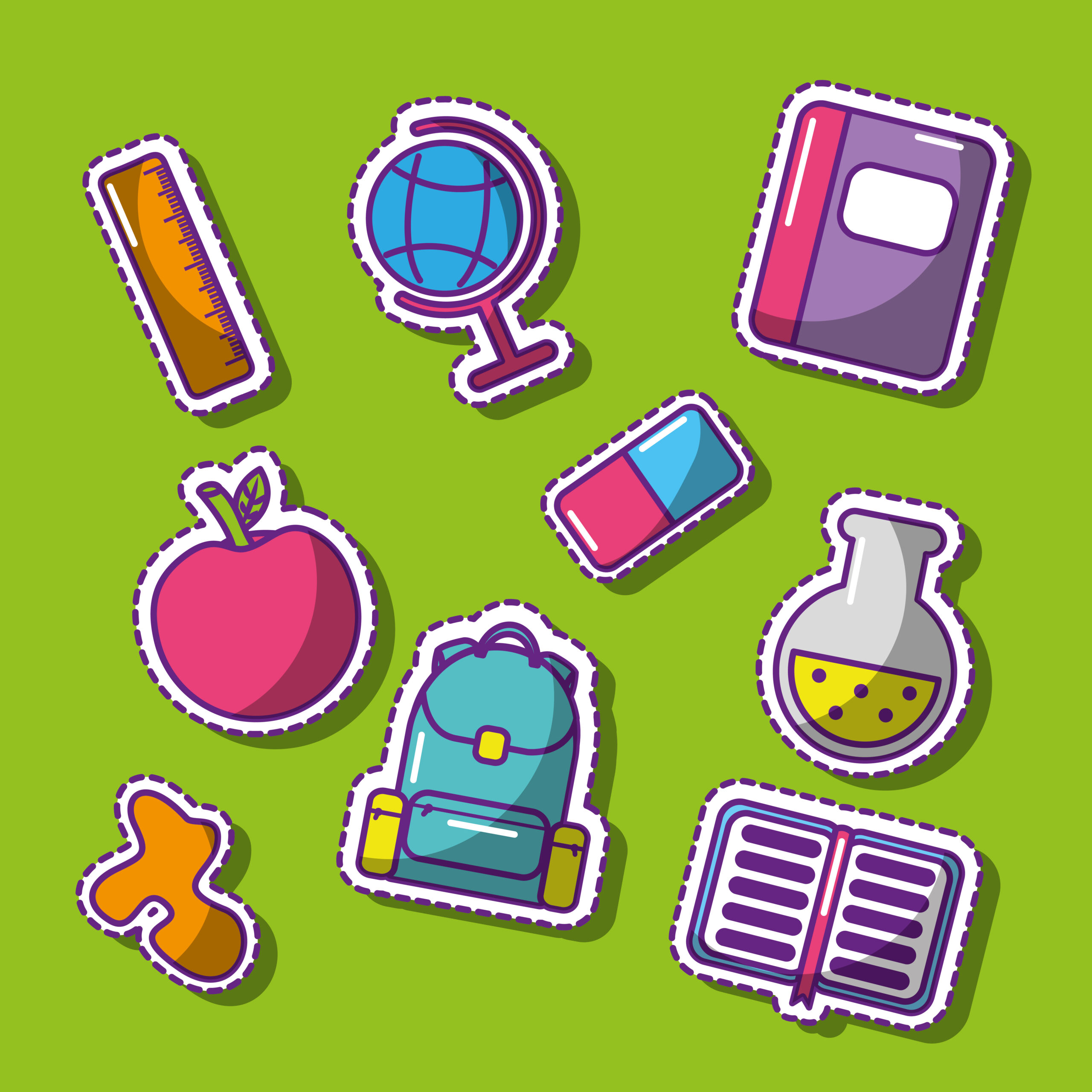 cute set of school patches funny elements